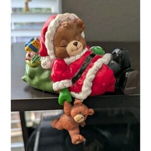 Vtg Motion Activated Musical Santa Bear Stocking Hanger Lights Up 90s Christmas